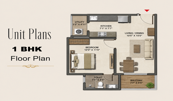 The Prestige Place 1 BHK Floor Plan