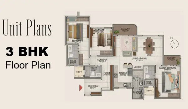 The Prestige Place 3 BHK Floor Plan