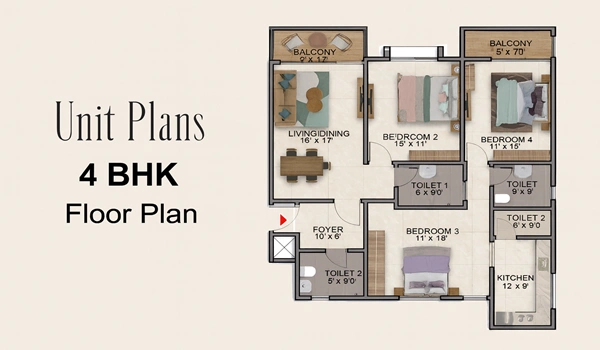 The Prestige Place 4 BHK Floor Plan